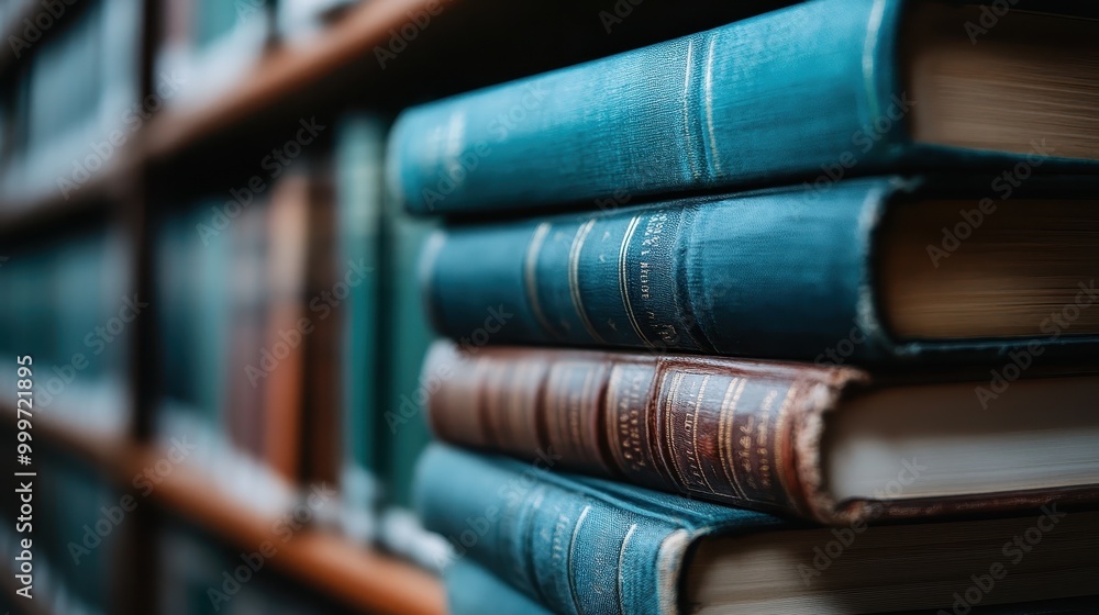 A stack of old, classic books sits on a wooden shelf in a dimly lit library, representing the timeless quest for knowledge, wisdom, and the serenity of isolated study. A stack of old, classic books sits on a wooden shelf in a dimly lit library, representing the timeless quest for knowledge, wisdom, and the serenity of isolated study.