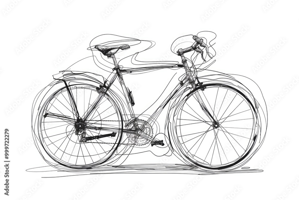 Fototapeta premium A simple illustration of a bicycle on a plain white background, ideal for use in educational materials or promotional content