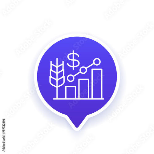 Food prices growth, inflation icon, line vector