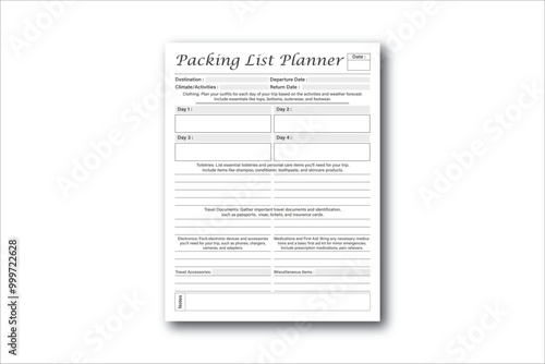 Packing List Planner KDP Interior Design