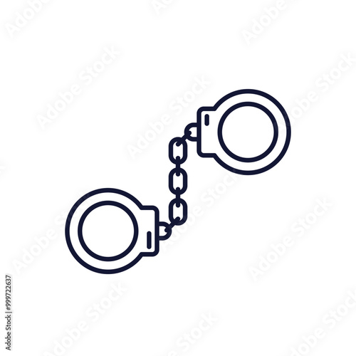 Handcuffs icon on white, line vector