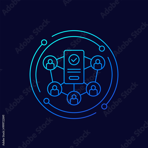 users icon with a phone, linear design