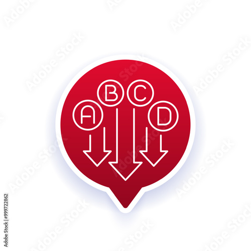 Vitamin deficiency icon, lack of A, B, C and D vitamins, line vector