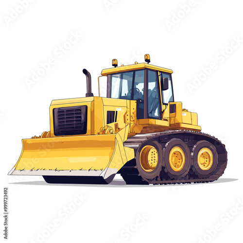 vector construction bulldozer flat style on white background .Generative AI