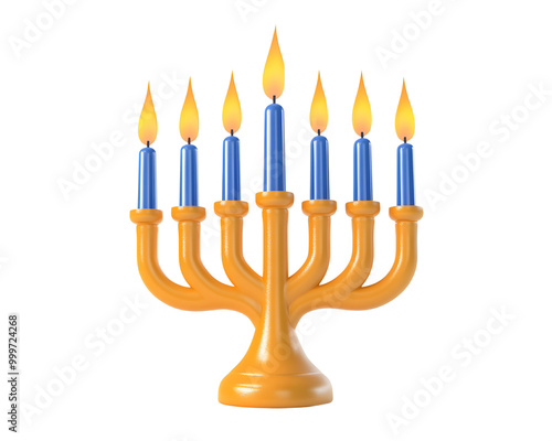 Hanukkah Jewish holiday menorah on a transparent background