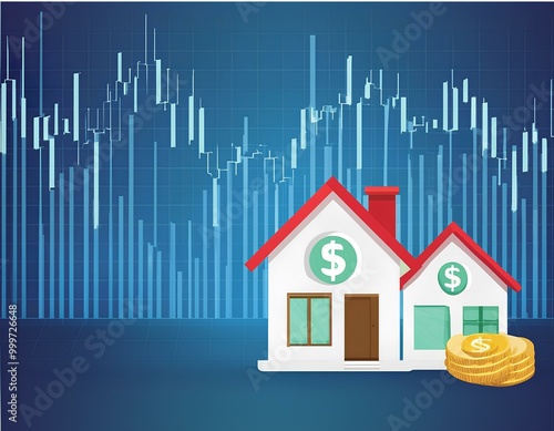 Estate tax,Model house with Percentage symbol icon photo