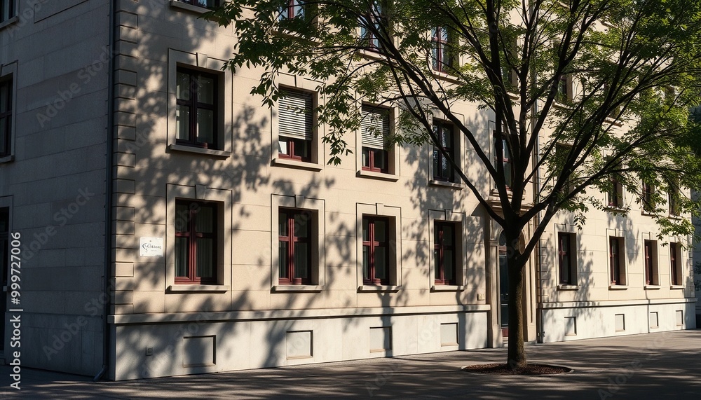 Residential Building Facade with Tree Shadow in the Sunlight
Residential Building Facade with Tree Shadow in the Sunlight