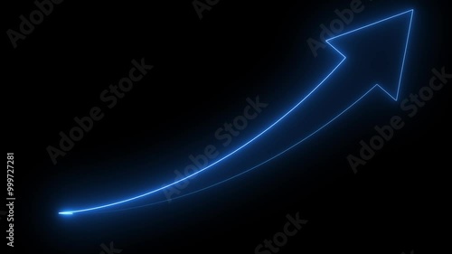 Wallpaper Mural blue color Glowing neon Business arrow rising animation . black background Torontodigital.ca
