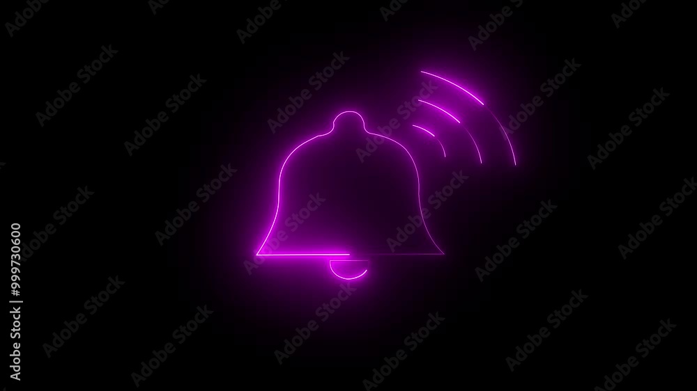 Neon line bell icon animation on background. Mobile app notice, new message notification, reminder bell, alarm, sound alert and subscription Neon line bell icon animation on background. Mobile app notice, new message notification, reminder bell, alarm, sound alert and subscription