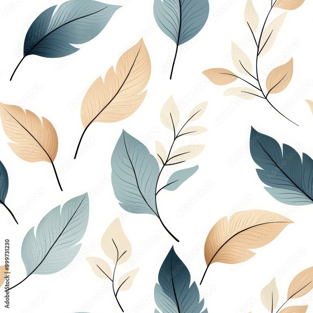 Elegant Leaf Seamless Pattern in Soft Colors Elegant Leaf Seamless Pattern in Soft Colors