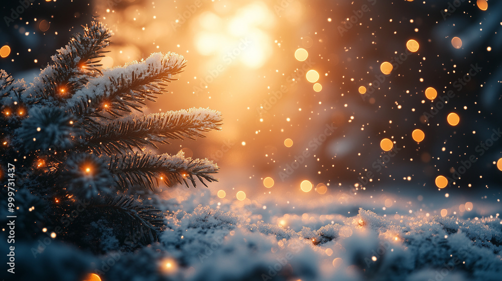 Snow Flakes falling with christmas tree Snow Flakes falling with christmas tree
