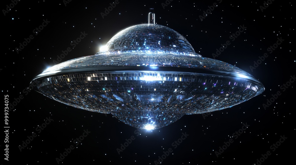 Futuristic spaceship in deep space, sci-fi concept Futuristic spaceship in deep space, sci-fi concept