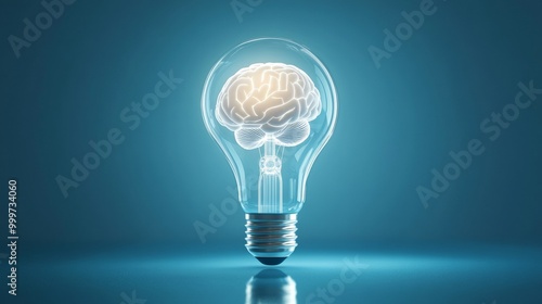Light bulb with brain inside, creativity and innovation concept
