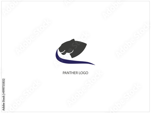 Panther logo design vector illustration isolated template, icon ,  panther with  circle, cute panther face. photo