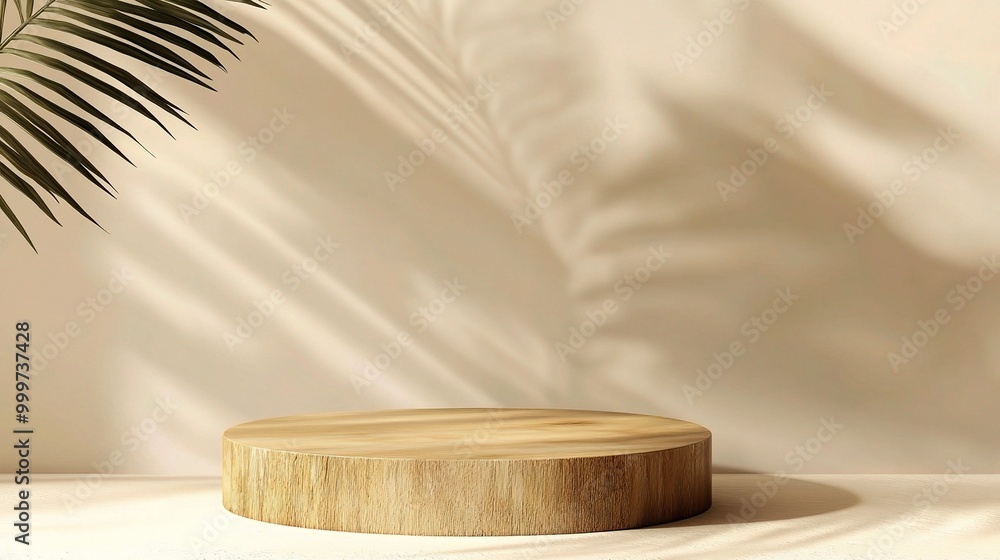 Minimalist Wooden Display with Soft Shadows Minimalist Wooden Display with Soft Shadows