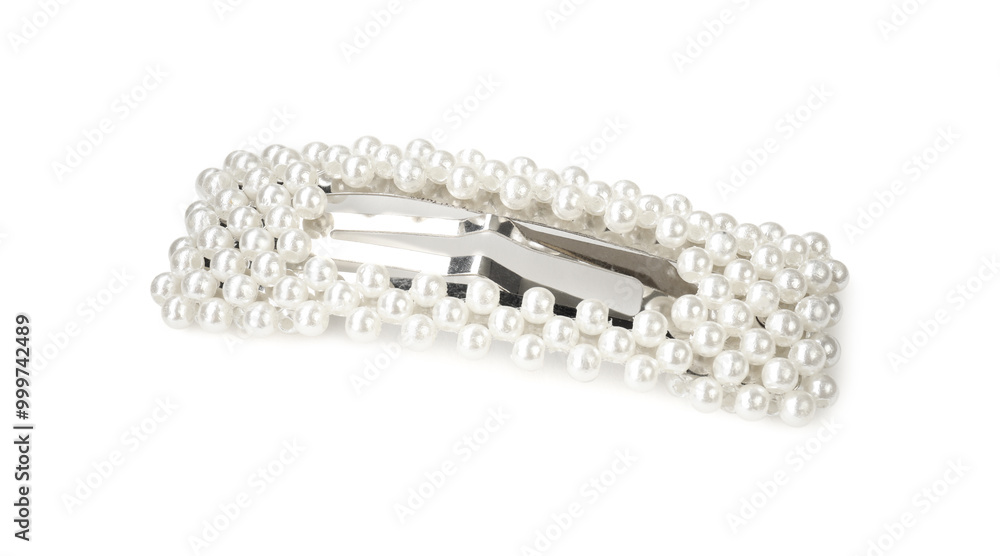 Beautiful bijouterie. Stylish hair clip isolated on white Beautiful bijouterie. Stylish hair clip isolated on white