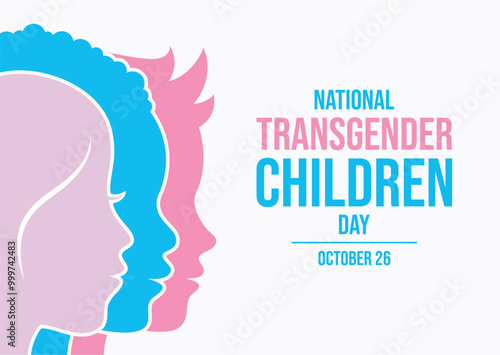 National Transgender Children Day poster vector illustration. Child face from profile silhouette vector. Girl and boy face drawing. Template for background, banner, card. October 26 every year