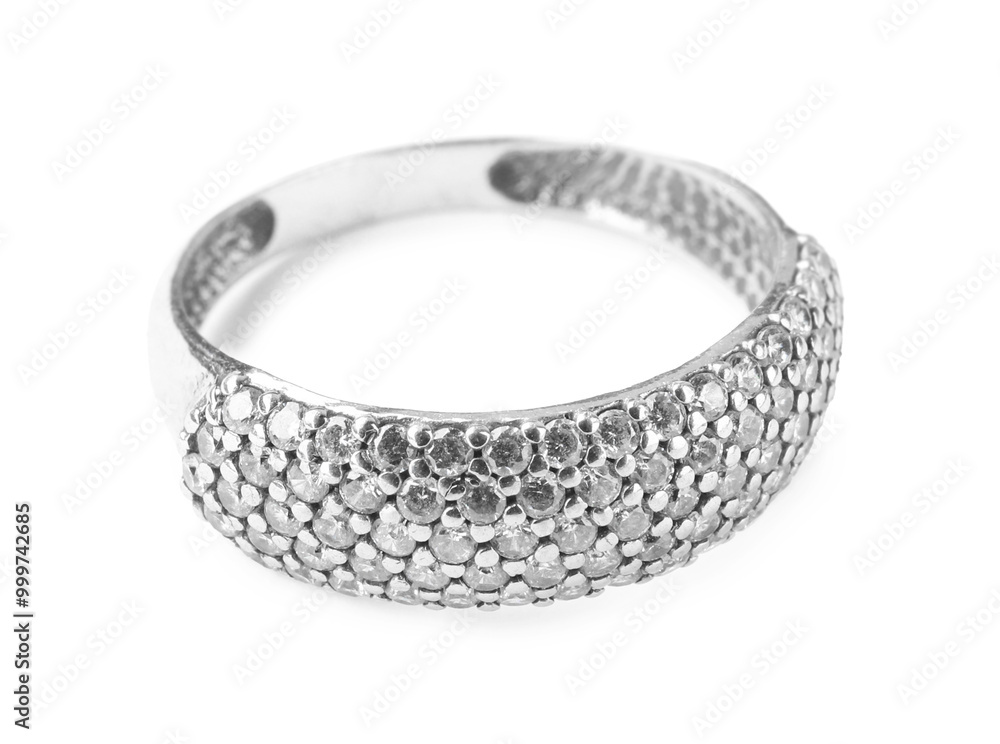 Beautiful bijouterie. Stylish ring isolated on white Beautiful bijouterie. Stylish ring isolated on white