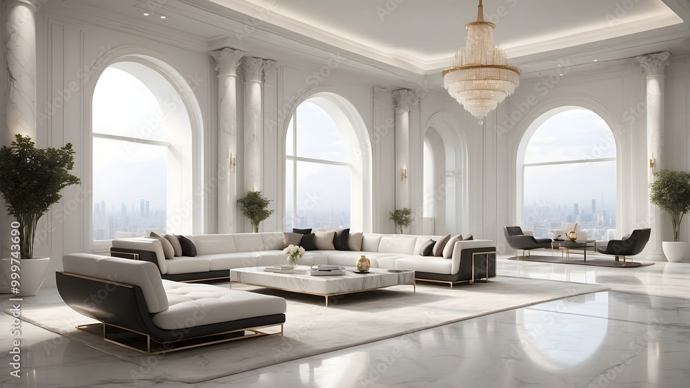 Elegantes Interieur eines Luxusapartments mit Marmorboden Elegantes Interieur eines Luxusapartments mit Marmorboden