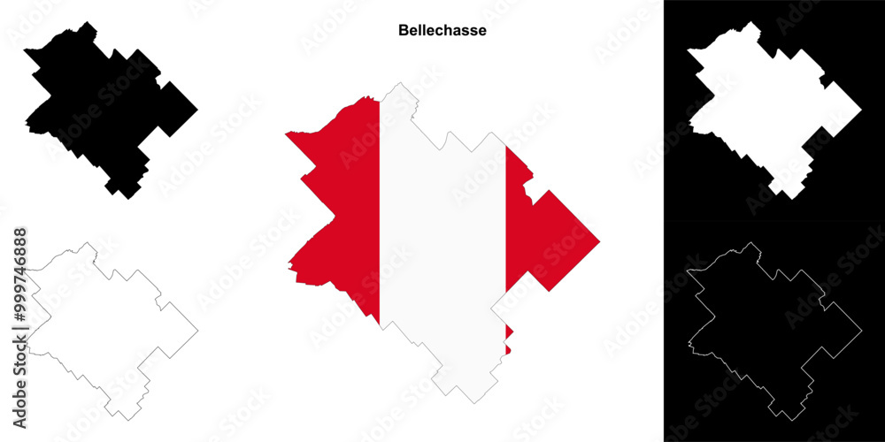 Obraz premium Bellechasse (Quebec) outline map set