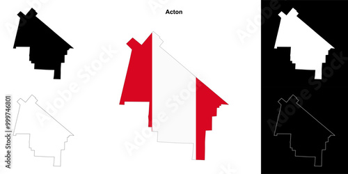 Acton (Quebec) outline map set photo