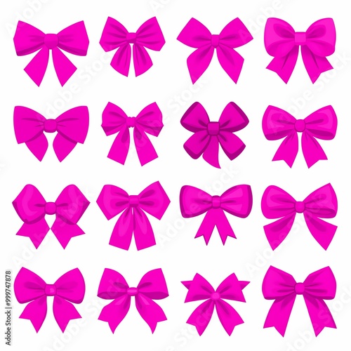 A Collection of Sixteen Pink Satin Bows