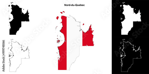 Nord-du-Quebec (Quebec) outline map set photo