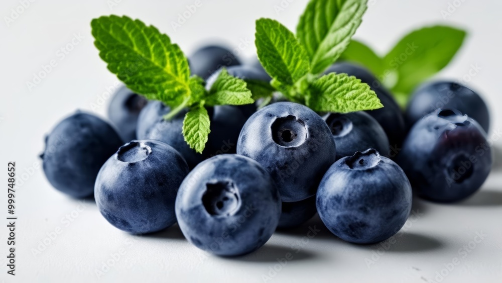Fototapeta premium Fresh blueberries with mint leaves perfect for a summer snack