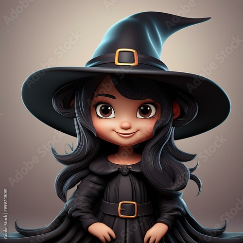 Cute Cartoon Black Hair Hal...