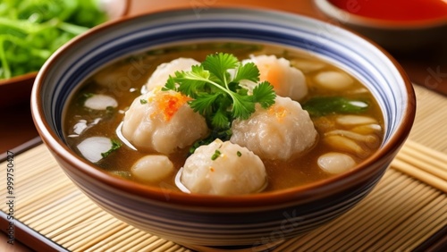  Delicious Asian soup with dumplings and herbs