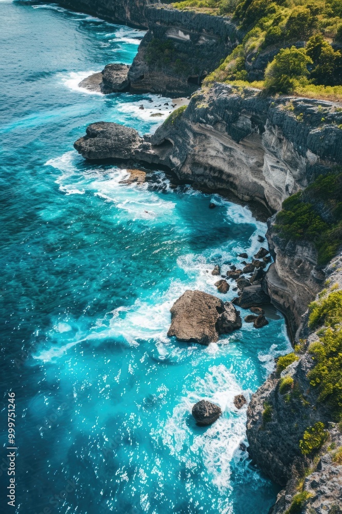 A view of the ocean from the top of a cliff A view of the ocean from the top of a cliff