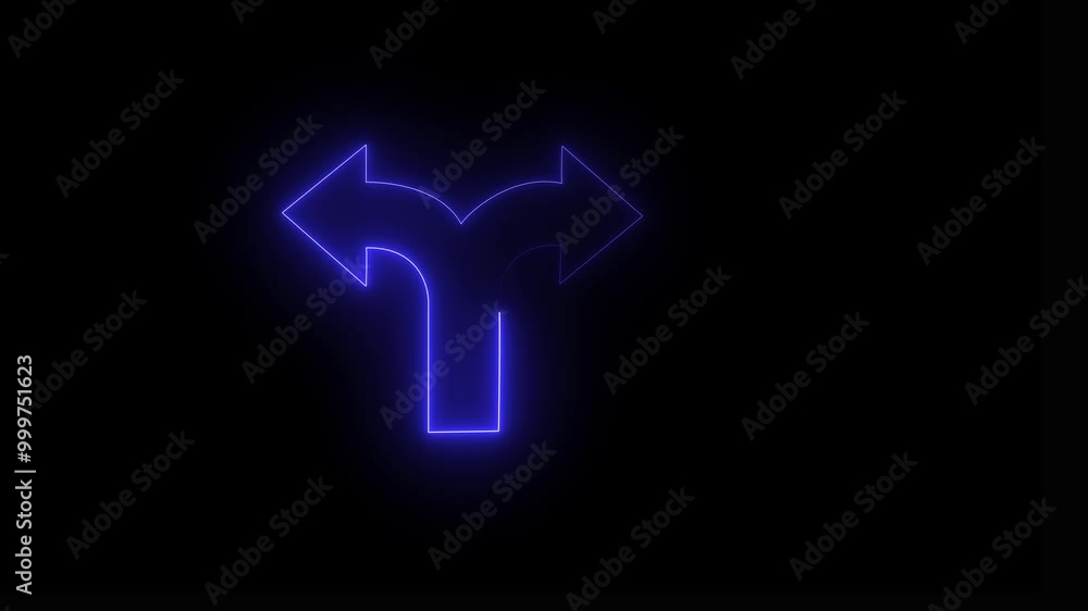 dark blue color crossed neon arrow icon on black background dark blue color crossed neon arrow icon on black background