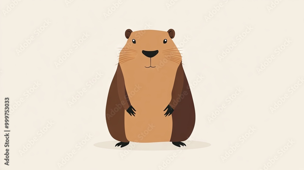 Flat illustration, simple shapes and minimalistic design, neutral colors, cute capybara, solid background Flat illustration, simple shapes and minimalistic design, neutral colors, cute capybara, solid background