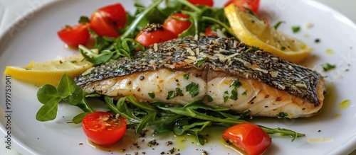 Dorado With Rucola Parmesan Tomato And Lemon photo