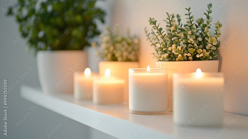 Glowing Candles and Greenery Create Calming Ambiance Glowing Candles and Greenery Create Calming Ambiance