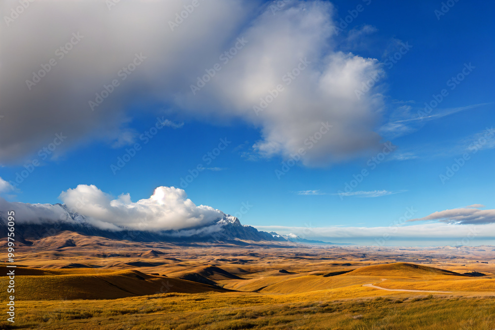 A view of the mountains from the top of a hill
