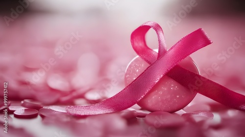 breast cancer awareness, health care concept , pink ribbon, background with blurred	