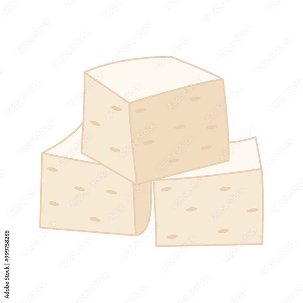 Obraz premium Simple tofu vector illustration in lineal color style