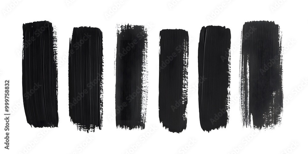 Abstract black brush strokes on a white background, showcasing varied textures and styles, perfect for artistic or design applications. Abstract black brush strokes on a white background, showcasing varied textures and styles, perfect for artistic or design applications.