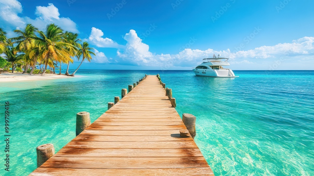 Wooden Dock Leads to Tropical Paradise Wooden Dock Leads to Tropical Paradise