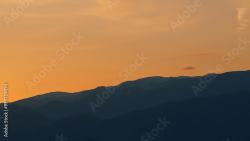 Wallpaper Mural Sunrise Background Over The Mountain. Mountains Silhouette And Cloud. Pan. Torontodigital.ca