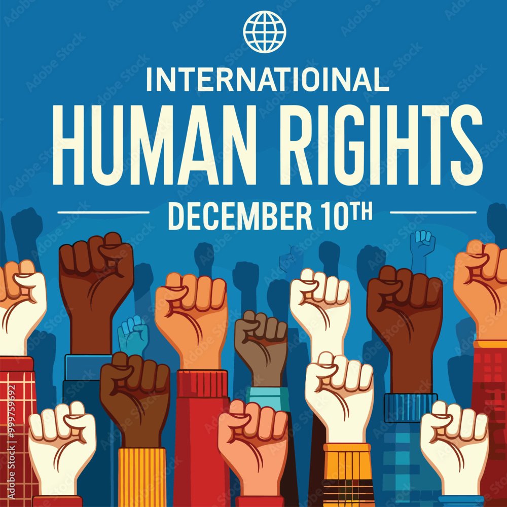 flat illustration Poster of International Human rights day
with justice hands flat illustration Poster of International Human rights day
with justice hands