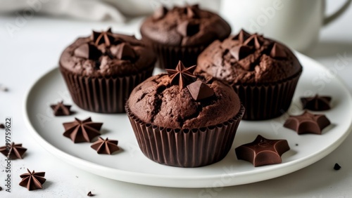  Chocolate cupcakes with star anise garnish