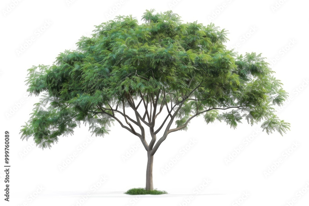 Fototapeta premium A tree with lush green leaves against a clean white background
