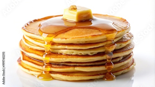 Wallpaper Mural Golden pancakes with syrup and butter isolated on white background Torontodigital.ca
