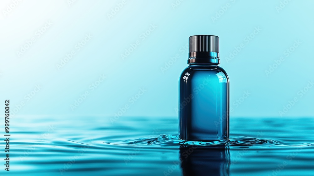 Clear Bottle of Facial Toner Floating in Water Clear Bottle of Facial Toner Floating in Water
