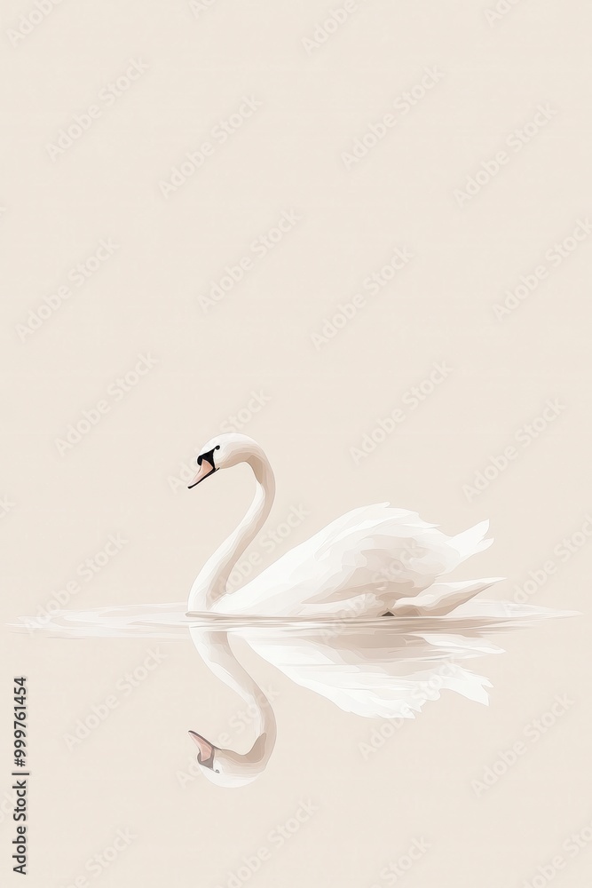 Fototapeta premium Serene Swan Floating on Calm Water