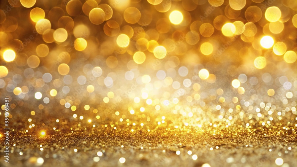 Golden sparkling bokeh lights on white background with gold foil texture Golden sparkling bokeh lights on white background with gold foil texture