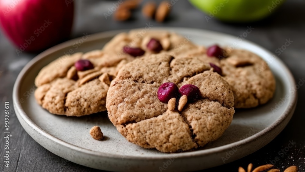 Deliciously baked nuttopped cookies ready to be savored Deliciously baked nuttopped cookies ready to be savored