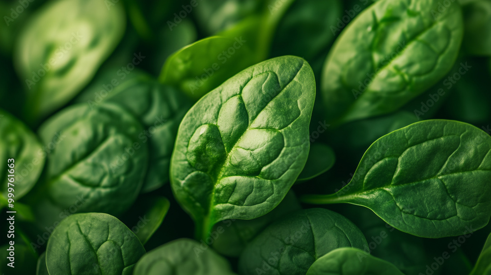 Fresh Green Spinach Leaves Close-Up Macro Shot Fresh Green Spinach Leaves Close-Up Macro Shot